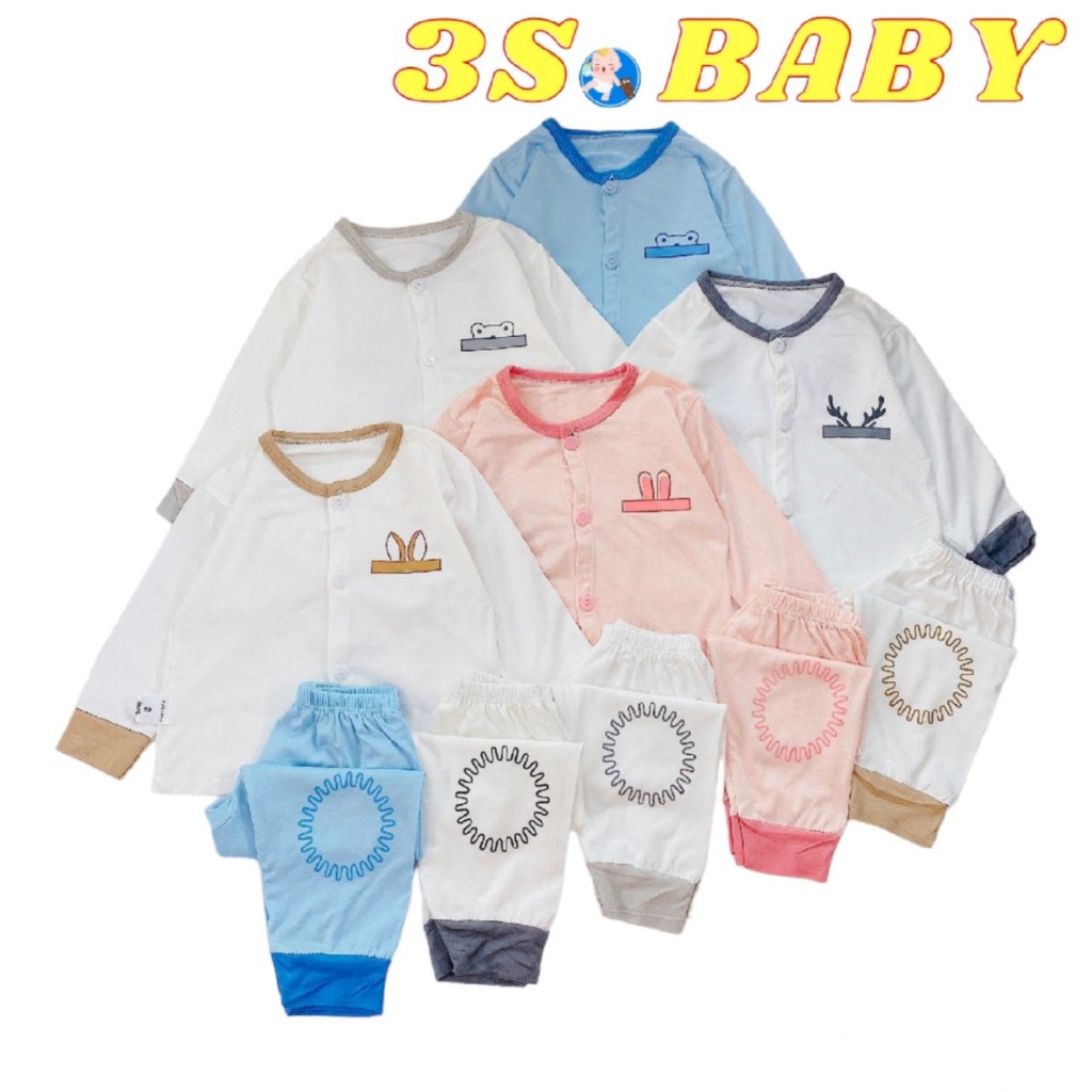 Bộ quần áo sơ sinh dài tay thun lạnh mềm mại co giãn tốt cho bé từ 0-9 tháng TA04