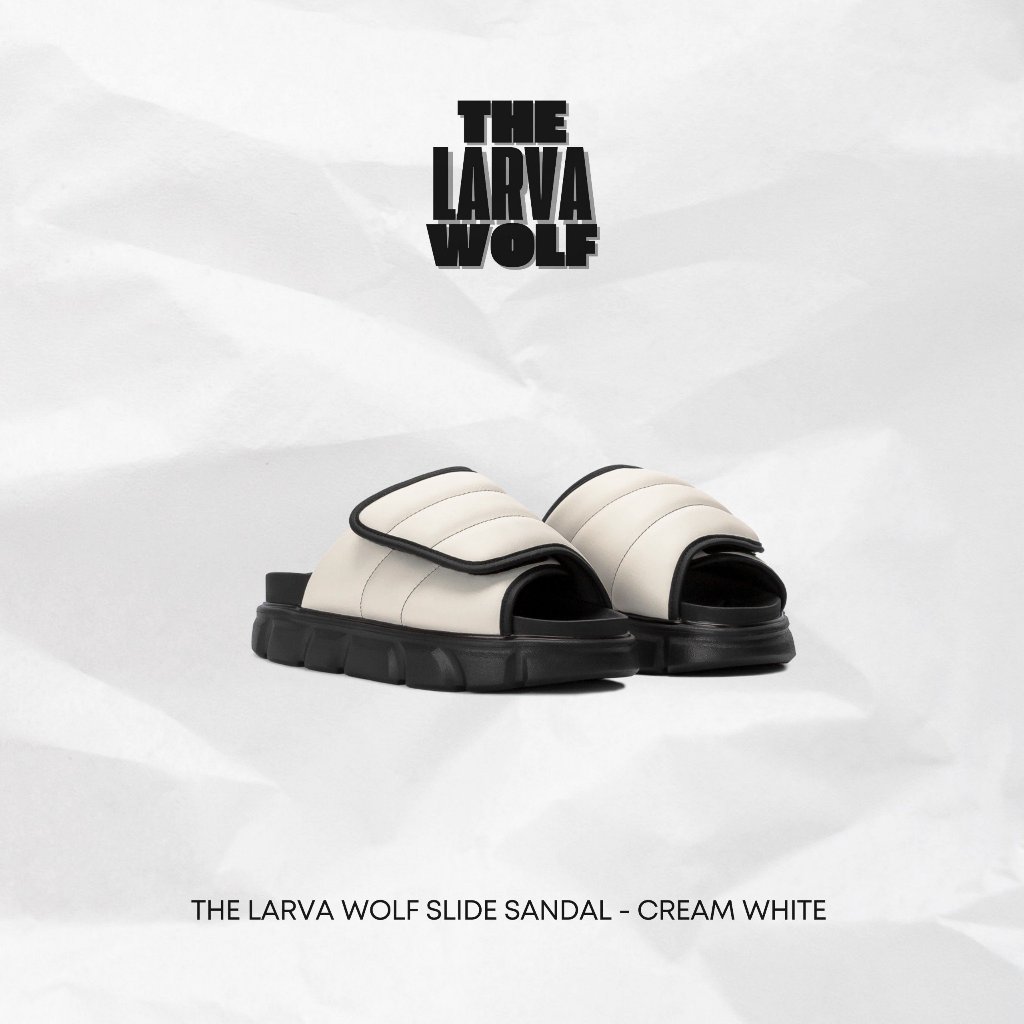 Ảnh Dép Nam Nữ Tăng Chiều Cao THE LARVA WOLF SLIDE SANDAL - CREAM WHITE 1