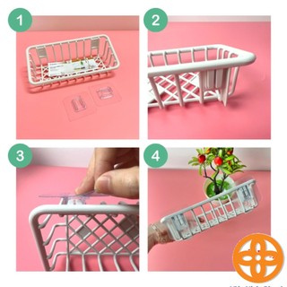 Kệ đựng đồ đa năng caro Việt Nhật, khay nhà bếp, nhà tắm dán tường xinh xắn