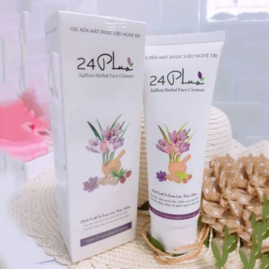 Gel Rửa Mặt Nhụy Hoa Nghệ Tây Saffron 24Plus 100ml (Dược mỹ phẩm thuần Chay)
