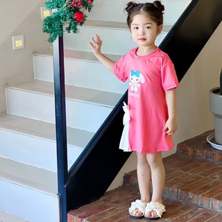 Váy Cho Bé Họa Tiết Thỏ Hồng Và Kuromi Dễ Thương Chất Liệu Cotton Mềm Mại Thoáng Mát Cho Bé Gái(V01)
