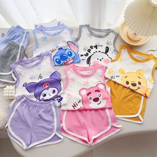 Bộ Ba Lỗ Chất Liệu Cotton Mềm Mại Họa Tiết Hoạt Hình Dễ Thương Đáng Yêu Cho Bé Trai Bé Gái (QA03)