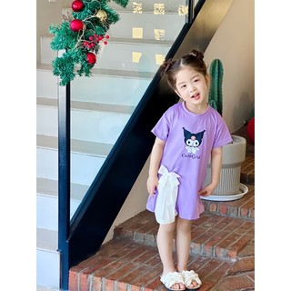 Váy Cho Bé Họa Tiết Thỏ Hồng Và Kuromi Dễ Thương Chất Liệu Cotton Mềm Mại Thoáng Mát Cho Bé Gái(V01)