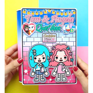 Đồ chơi bóc dán nhà Mèo Tom và Angela- Đồ chơi thủ công búo bê giấy Pighandmade