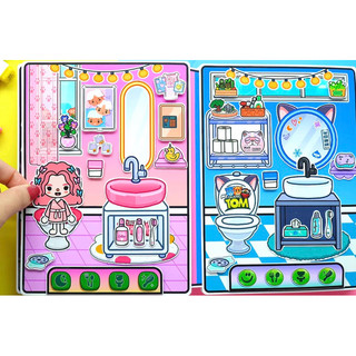 Đồ chơi bóc dán nhà Mèo Tom và Angela- Đồ chơi thủ công búo bê giấy Pighandmade