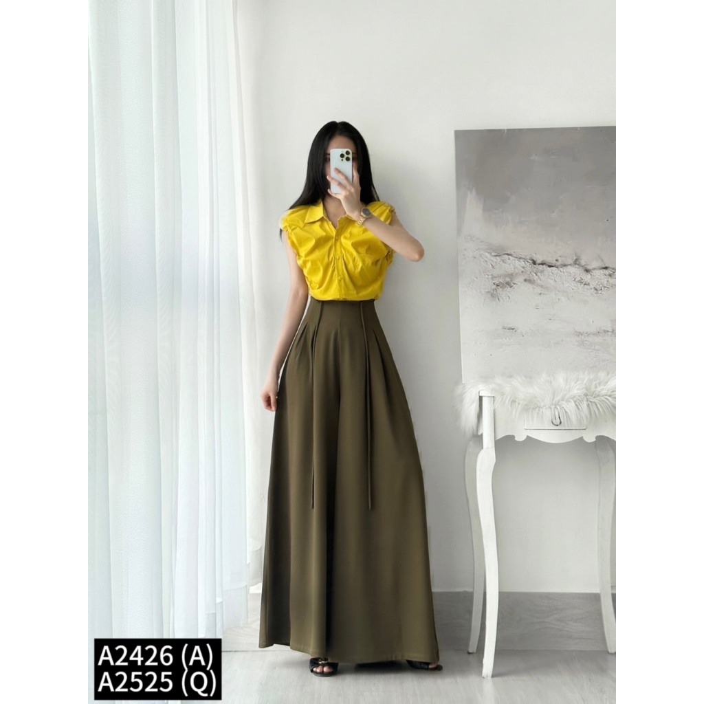 Quần culottes váy cạp cao ống rộng Siêu hách dáng cho các chị em công sở A2525