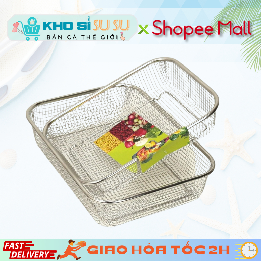 Khay Lưới Inox Đa Năng, Rổ Lưới Chữ Nhật Inox Có Đế Không Gỉ Set - Khay ...