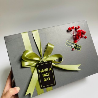 Hộp gift xám vintage kích thước 30*20*11cm, hộp cao cấp làm quà sinh nhật, valentine quà tặng sang trọng