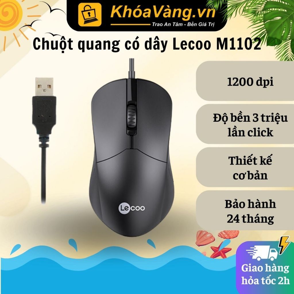 Chuột máy tính có dây Lecoo M1102 Chính hãng | 3 triệu clicks | Dây 1m2 ...