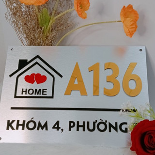 BẢNG, BIỂN SỐ NHÀ. Alu xước bạc + Mica, số nổi đế mica trong, ngoài trời