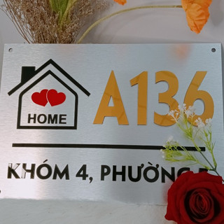 BẢNG, BIỂN SỐ NHÀ. Alu xước bạc + Mica, số nổi đế mica trong, ngoài trời