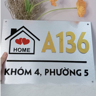 BẢNG, BIỂN SỐ NHÀ. Alu xước bạc + Mica, số nổi đế mica trong, ngoài trời
