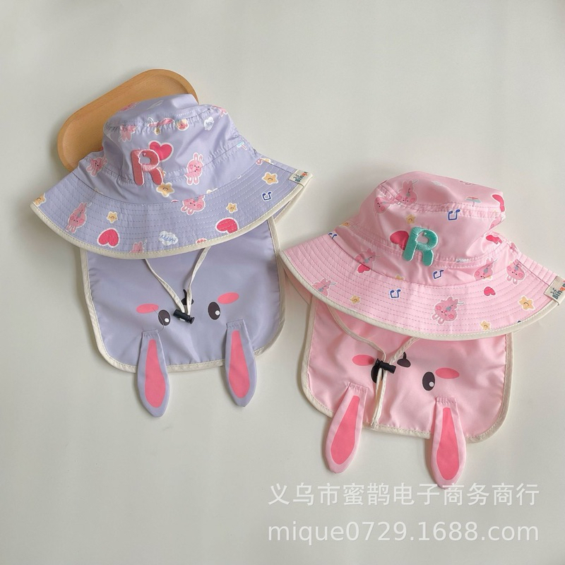 Mũ vành tròn trùm mặt cho bé trai bé gái thêu chữ đáng yêu , phù hợp 1-4 tuổi