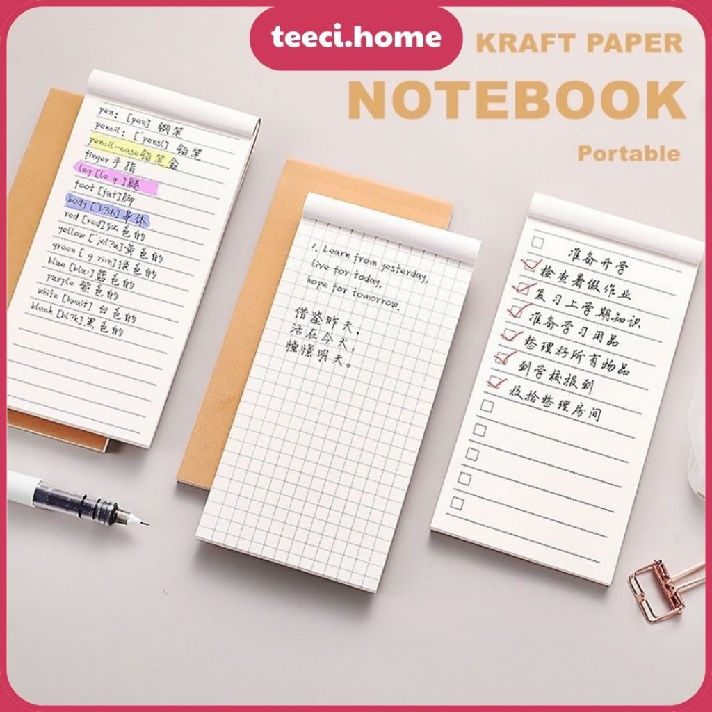 Sổ Tay Vở Ghi Chú Sổ Ghi Chú Bỏ Túi To Do List Kraft Bìa Nâu Gáy Dán Sổ ...