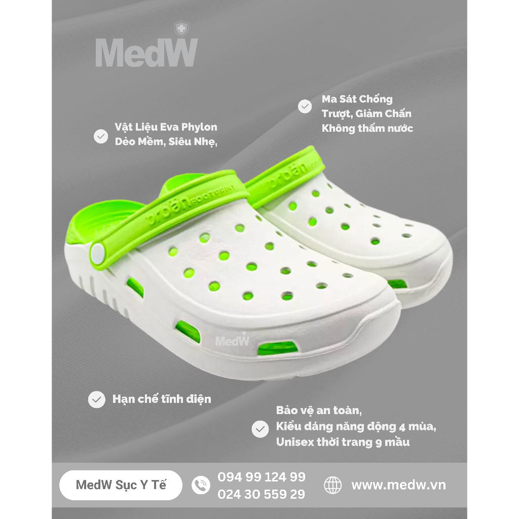MedW Dép Sục Y Tế Màu Trắng Quai Xanh Nõn Lá Phòng Khám, Bệnh Viện ...