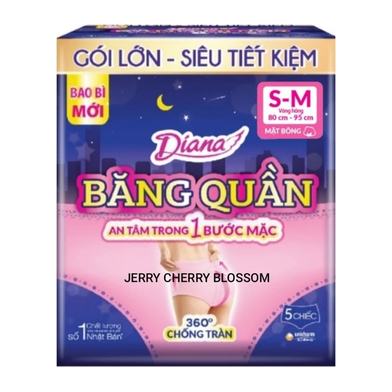 1 gói băng quần Diana Beauty hip size SM5/ML5/XL5 miếng