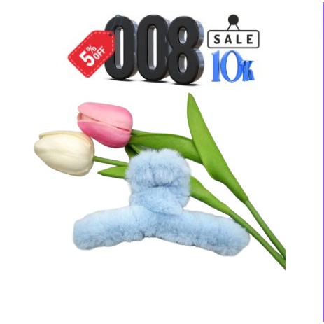 Kẹp Tóc Phối Lông Thỏ Cỡ Lớn 14cm Đáng Yêu Thời Trang Dễ Thương Cho Nữ