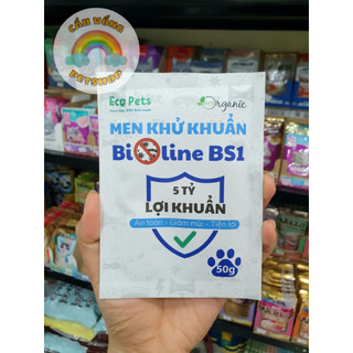 5 gói Men khử khuẩn BIOLINE BS1 cho cát vệ sinh mèo - Gói 30g / 50g