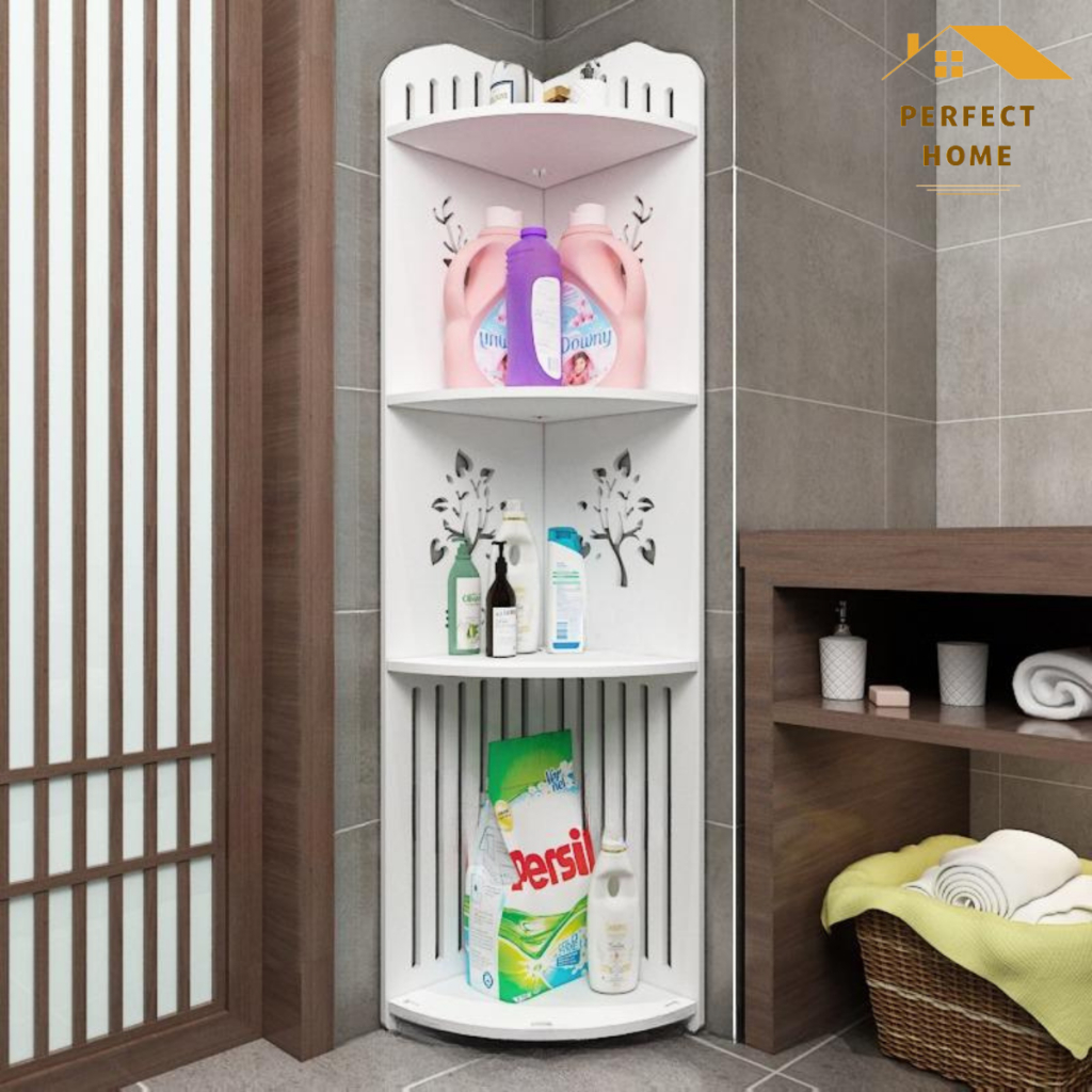 Giá Kệ Góc Tường Nhà Tắm Gỗ Nhựa Chống Nước, Kệ Góc Trang Trí Đa Năng Không Ẩm Mốc Không Cong Vênh PERFECT HOME