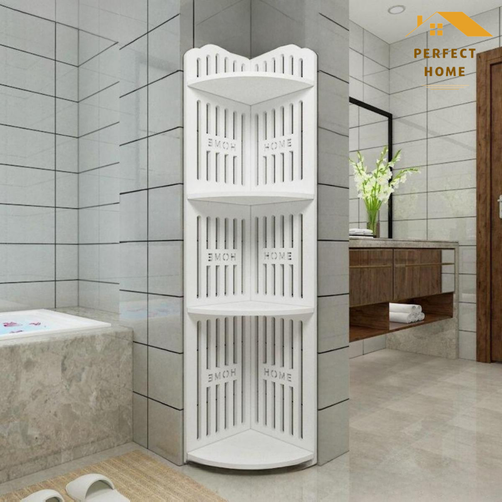 Giá Kệ Góc Tường Nhà Tắm Gỗ Nhựa Chống Nước, Kệ Góc Trang Trí Đa Năng Không Ẩm Mốc Không Cong Vênh PERFECT HOME