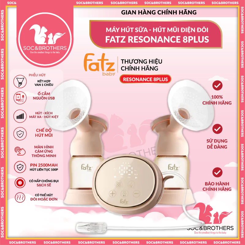 Máy Hút Sữa - hút mũi Điện Đôi FATZ BABY RESONANCE 8Plus / 3 Plus / 5 plus - BẢO HÀNH CHÍNH HÃNG — ảnh 1