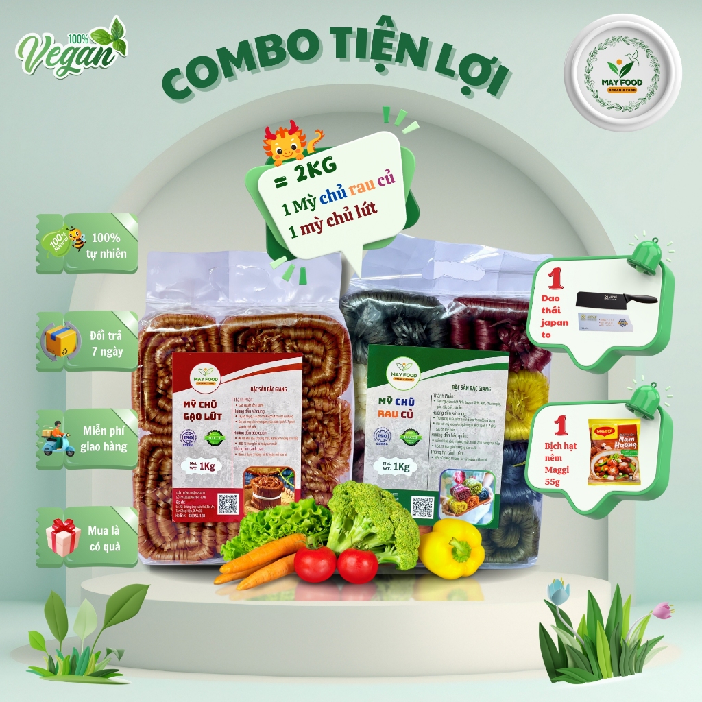 [COMBO 2Kg] Mì chũ rau củ healthy đặc sản Bắc Giang, May Food ...