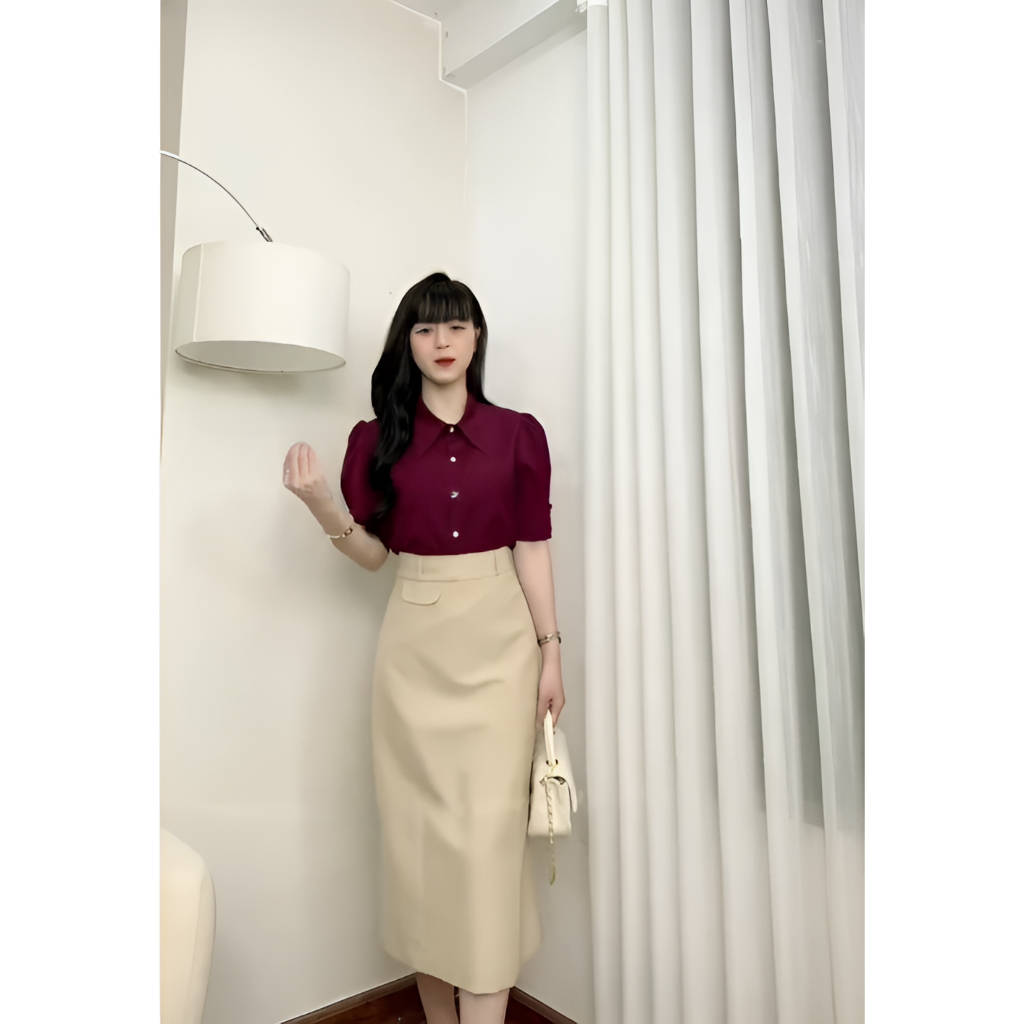Chân Váy Chữ A Công Sở  Dáng Suông Dài 80cm_Chất Liệu Vitex  Cao Cấp (Loại 1)_Tặng Kèm Đai_CV86