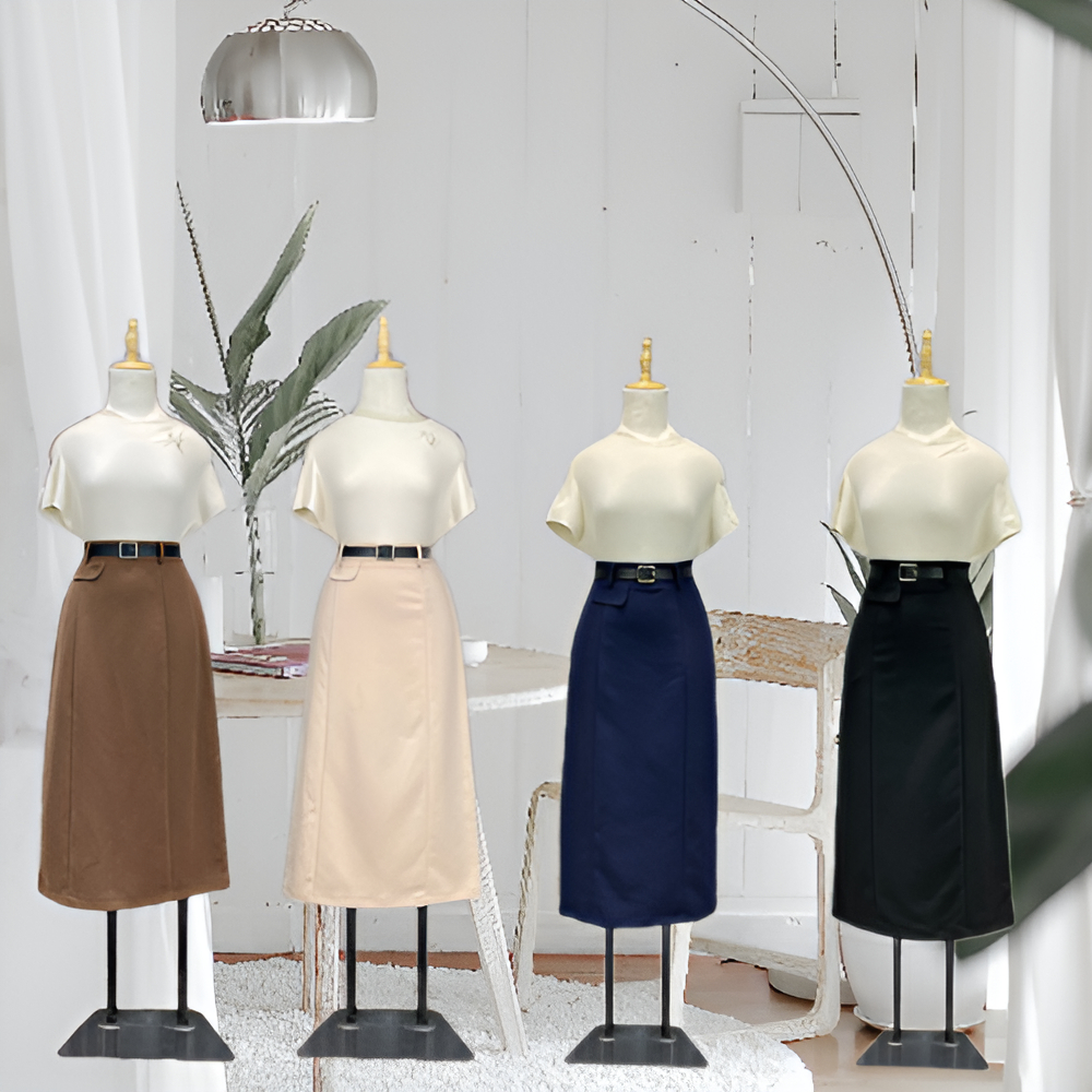Chân Váy Chữ A Công Sở  Dáng Suông Dài 80cm_Chất Liệu Vitex  Cao Cấp (Loại 1)_Tặng Kèm Đai_CV86