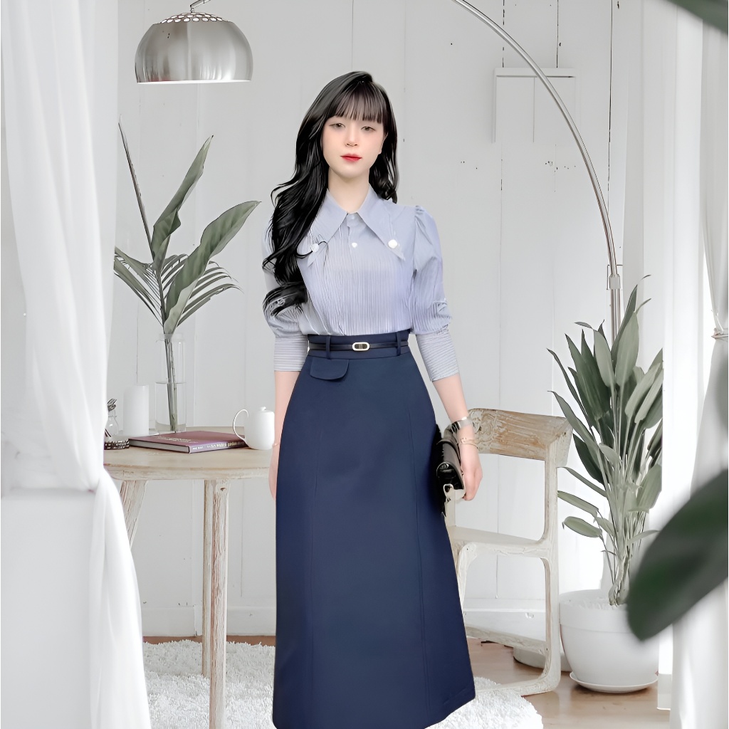 Chân Váy Chữ A Công Sở  Dáng Suông Dài 80cm_Chất Liệu Vitex  Cao Cấp (Loại 1)_Tặng Kèm Đai_CV86