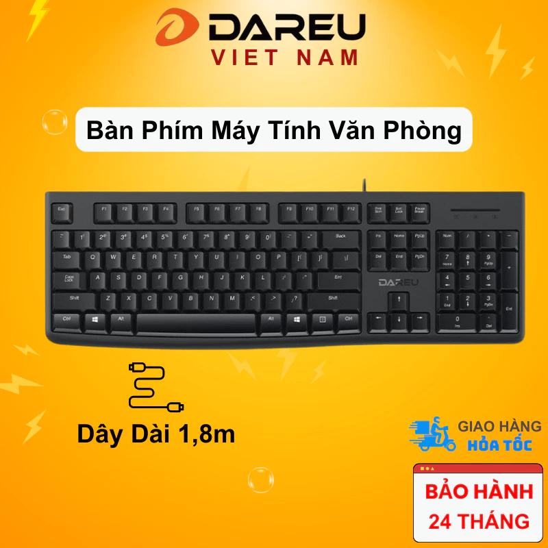 Bàn phím DAREU LK185 - Phím mỏng - Sản phẩm lý tưởng cho văn phòng