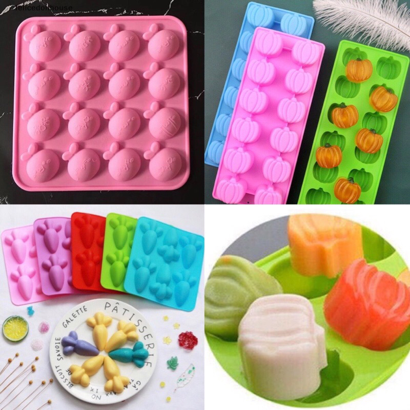 HCM-KHUÔN SILICON 6,12,16 BÍ NGÔ, CỦ CẢI, CÀ RỐT LÀM TOPPING, RAU CÂU ...