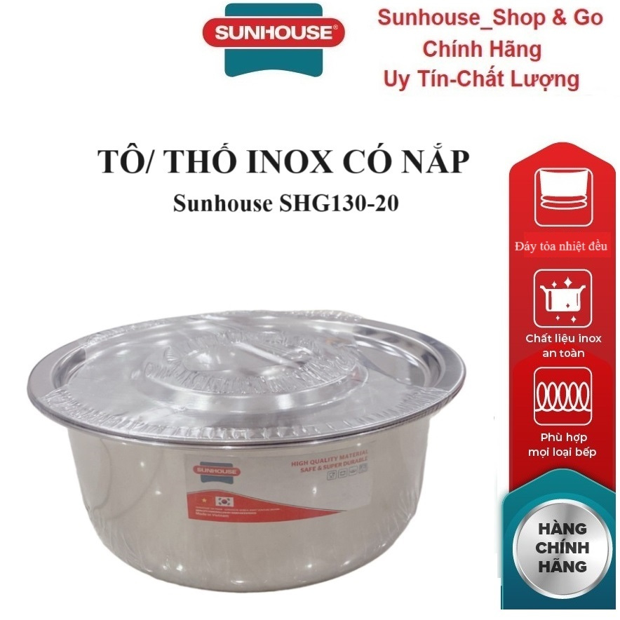 Tô / Thố Inox có nắp Sunhouse SHG130-20 | Shopee Việt Nam