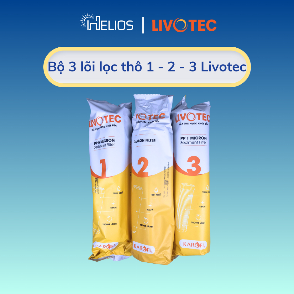 Ảnh Bộ 3 lõi lọc thô Karofi Livotec dùng cho máy lọc nước RO có 3 cốc lọc 10inch- CHÍNH HÃNG 1