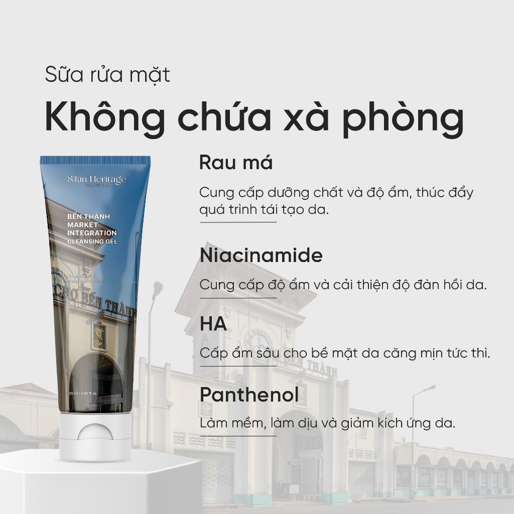 Sữa rửa mặt Bến Thành làm sạch dịu nhẹ cho mọi loại da SKIN HERITAGE không  chứa xà phòng 120ml | Shopee Việt Nam