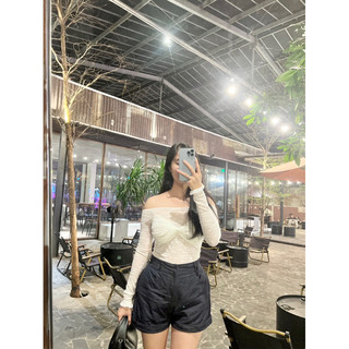 Look Basicc - Áo lưới thêu hoa trễ vai ANNA SHIRT