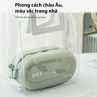 Hộp cơm văn phòng Samono BTW30301 dung tích 850ml, 2 tầng 3 ngăn, kèm muỗng, xanh, hồng
