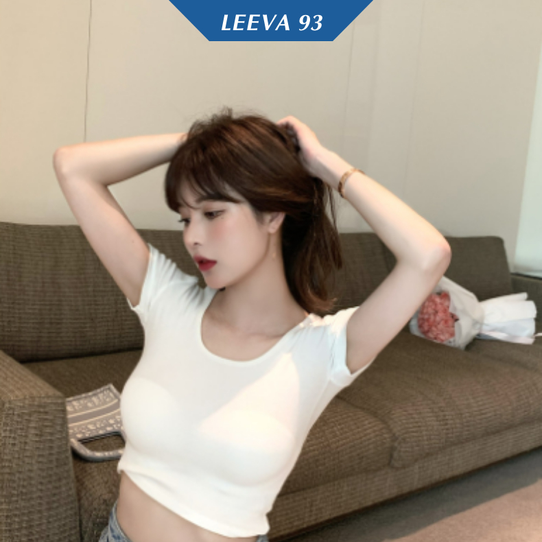 Áo croptop tay ngắn cổ vuông ôm body siêu hack dáng áo thun ngắn phong cách Hàn Quốc cá tính - 610