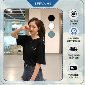 Áo phông tay lỡ form rộng unisex áo phông dáng rộng mùa hè họa tiết mặt cười phong cách đơn giản 103T