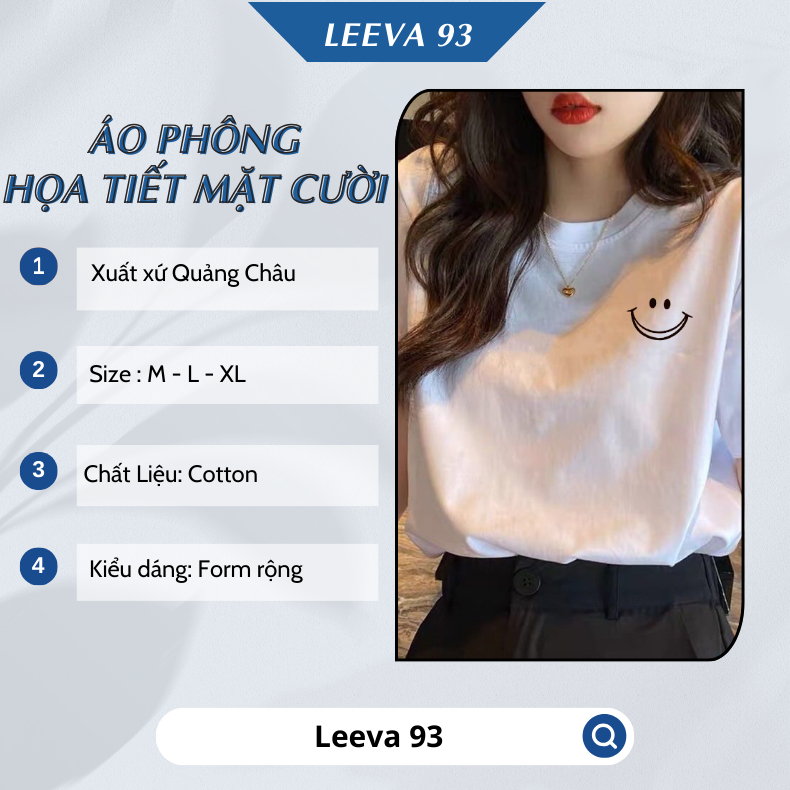 Áo phông tay lỡ form rộng unisex áo phông dáng rộng mùa hè họa tiết mặt cười phong cách đơn giản 103T