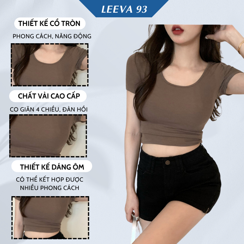 Áo croptop tay ngắn cổ vuông ôm body siêu hack dáng áo thun ngắn phong cách Hàn Quốc cá tính - 610