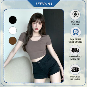 Áo croptop tay ngắn cổ vuông ôm body siêu hack dáng áo thun ngắn phong cách Hàn Quốc cá tính - 610