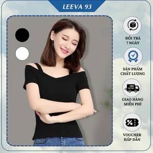 Áo thun tay ngắn trễ vai, áo trễ vai tay ngắn , áo công sở phong cách Hàn Quốc, áo 2 dây mùa hè - 861