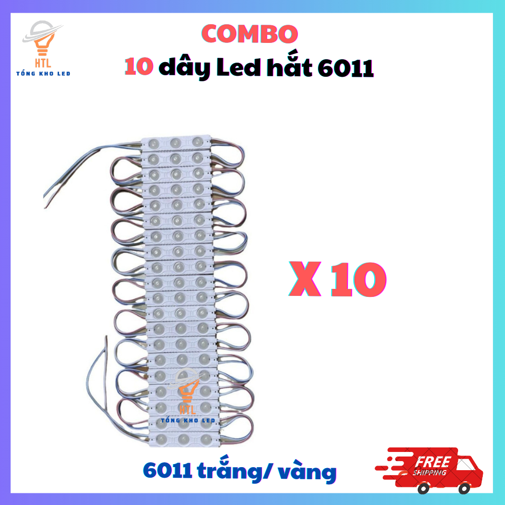 Combo 10 dây Led hắt 3 bóng 12V- 6011 SIÊU SÁNG ( Vỉ 20 LED ) 12V - Led ...