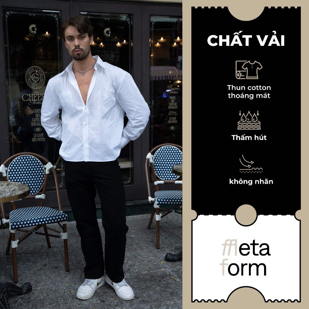 Áo sơ mi nam croptop, áo sơ mi nam tay dài MetaForm, áo thiết kế thời trang nam cao cấp, chuẩn form dáng chuẩn