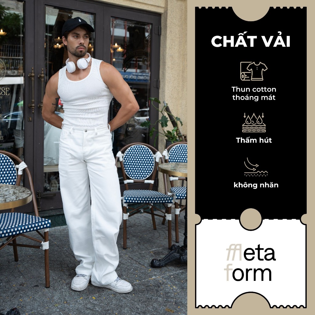 Quần dài jean nam, quần baggy nam ống suông rộng MetaForm dáng đứng chất liệu jean dày dặn cao cấp