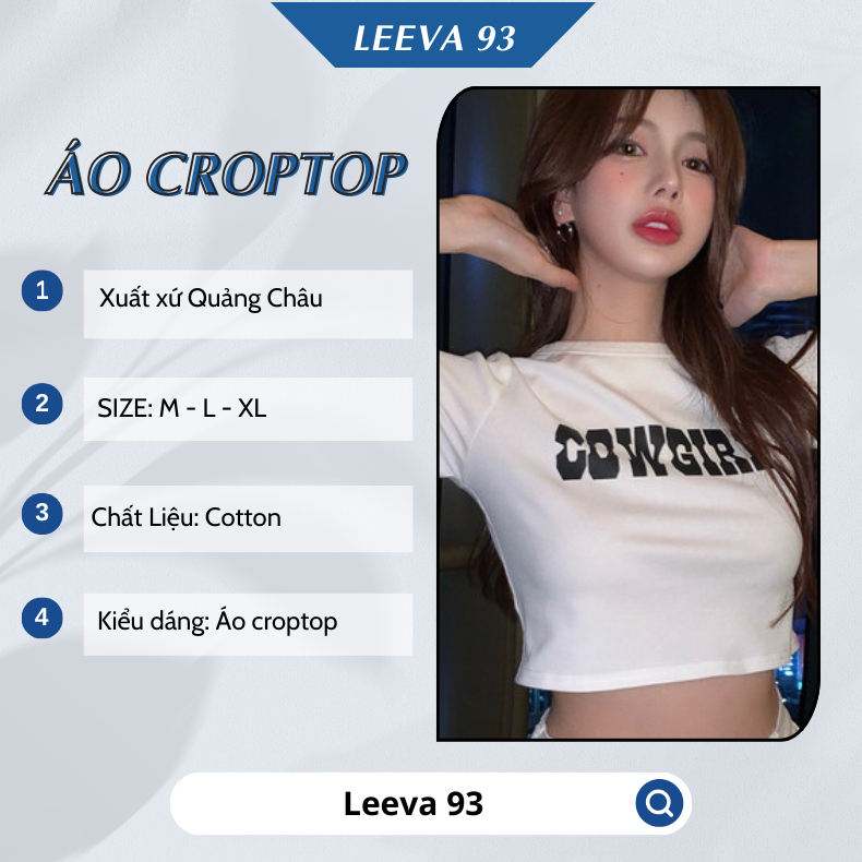 Áo thun nữ dáng ngắn, áo  croprop cổ tròn, tay ngắn, im chữ cowgirl  phong cách retro dành cho nữ - 385