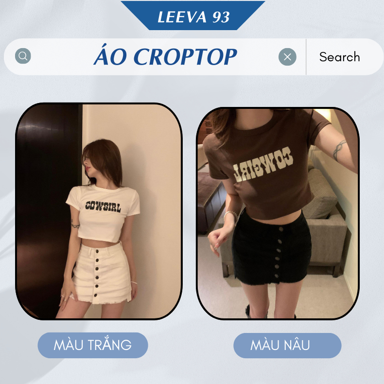 Áo thun nữ dáng ngắn, áo  croprop cổ tròn, tay ngắn, im chữ cowgirl  phong cách retro dành cho nữ - 385
