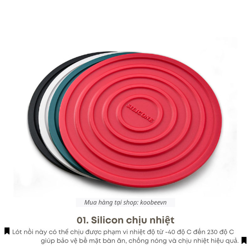 Miếng Lót Nồi Silicon KOOBEE – Chống Nóng, Chống Trượt, Cách Nhiệt Tốt, Nhiều Màu Bắc Âu Sang Trọng | 053