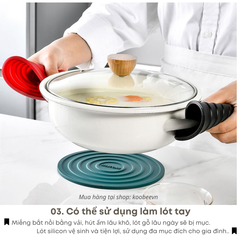 Miếng Lót Nồi Silicon KOOBEE – Chống Nóng, Chống Trượt, Cách Nhiệt Tốt, Nhiều Màu Bắc Âu Sang Trọng | 053