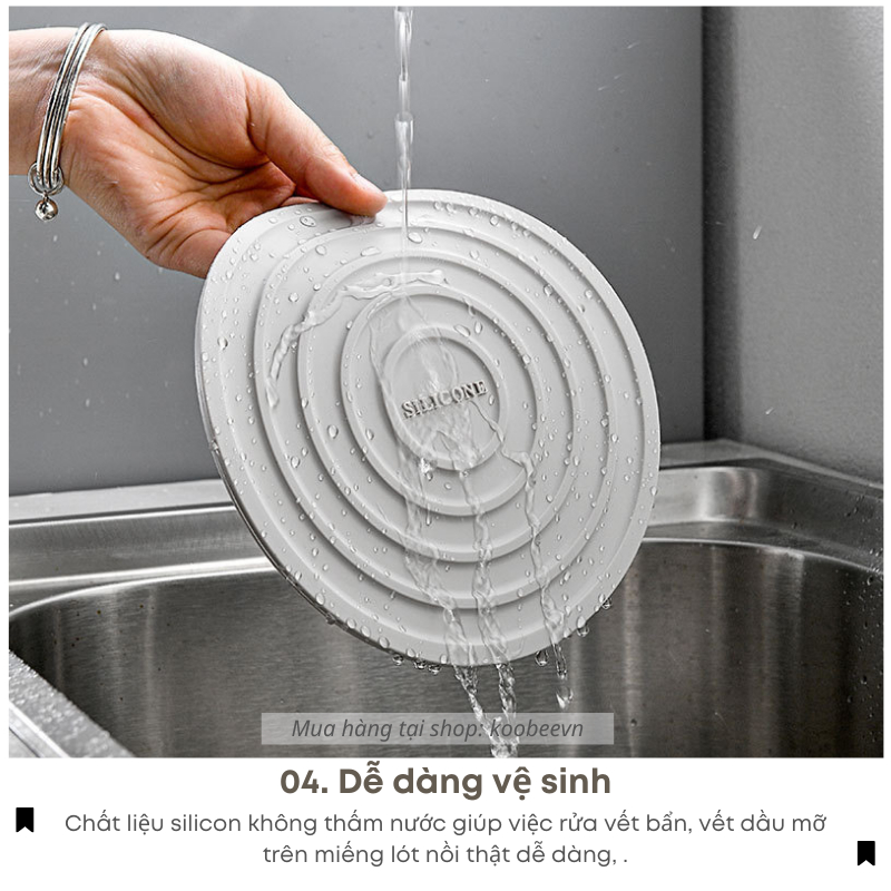 Miếng Lót Nồi Silicon KOOBEE – Chống Nóng, Chống Trượt, Cách Nhiệt Tốt, Nhiều Màu Bắc Âu Sang Trọng | 053